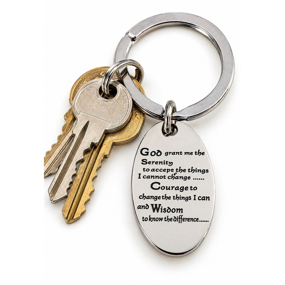 Serenity Prayer Stainless Steel Keychain Courage Wisdom Inspirational Gift